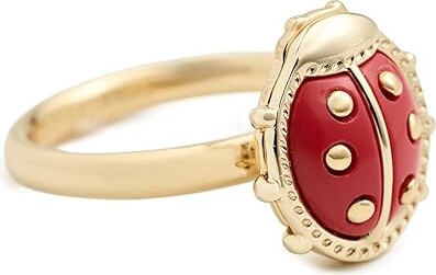 Kendra Scott Lady Bug Band Women's Ring Women's Ring Gold Red Vermillion Magnesite : 7, Brass