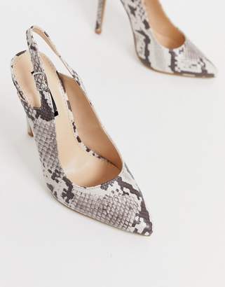 Lost Ink slingback pointed court shoe in snake