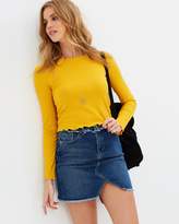Thumbnail for your product : Miss Selfridge Fray Waistband Denim Mini Skirt