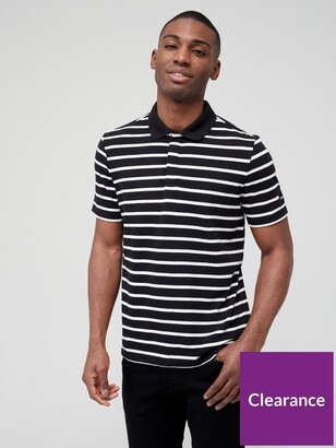 Calvin Klein Stretch Pique Striped Badge Polo Shirt - Black/White -  ShopStyle