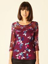 Thumbnail for your product : M&Co Petite butterfly print pleat top