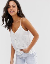 Thumbnail for your product : Stradivarius broderie cami in white