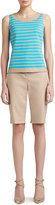 Thumbnail for your product : St. John Doubleweave Stretch Cotton Bermuda Short with Pockets, Belt Loops and Side Slit