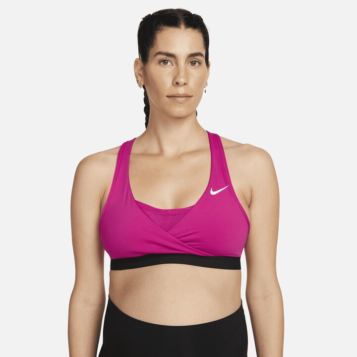 Nike Pro Womens Indy Plunge Medium Support Padded Sports Bra Pink