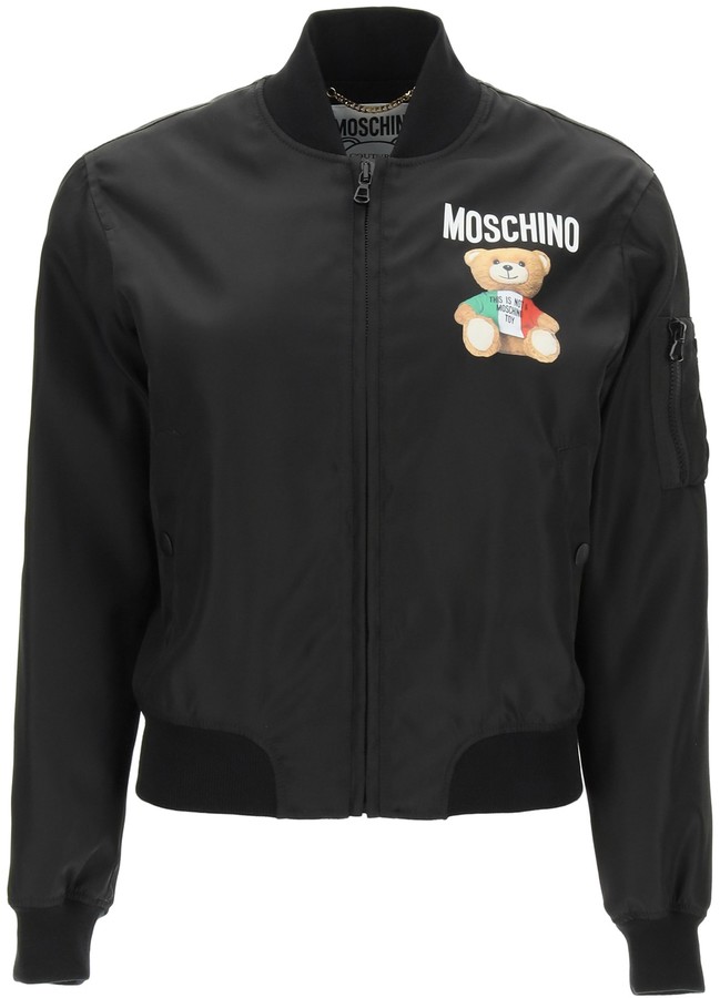 teddy bear bomber jacket black