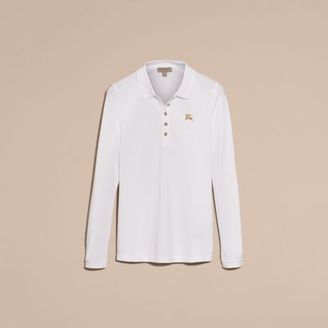 Burberry Long-sleeved Stretch Cotton Piqué Polo Shirt