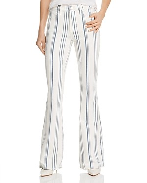 Frame Le High Flared Striped Jeans in Blanc Multi