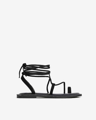 Express Faux Suede Toe Ring Lace-Up Sandals