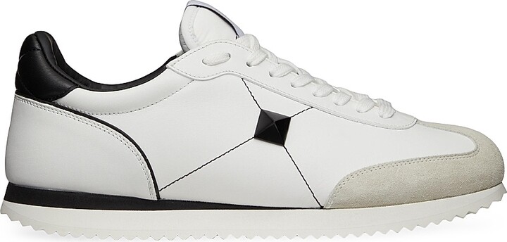 Valentino Garavani Men's Stud Around Low-Top Calfskin And Nappa Leather Sneakers - White Black - Size 9