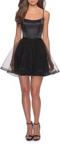 Thumbnail for your product : La Femme Satin & Tulle Fit & Flare Dress