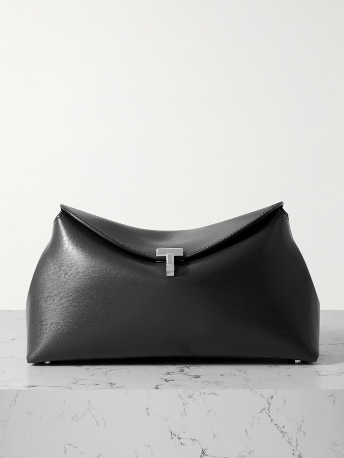 Totême T-lock Leather Clutch - Gray