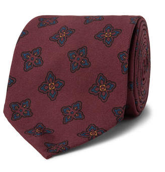 Rubinacci - 7.5cm Floral-print Silk-faille Tie - Burgundy