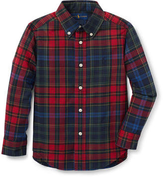 Ralph Lauren Childrenswear Twill Plaid Button-Down Shirt, Size 2-4