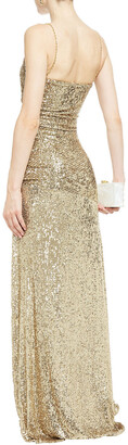 Dundas Ruched Sequined Stretch-jersey Gown