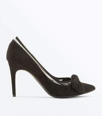 New Look Black Suedette Clear Panel Pointed Courts