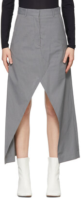 MM6 MAISON MARGIELA Grey Canvas Pinstripe Skirt