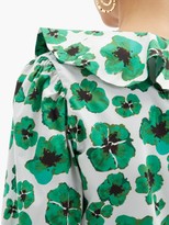 Thumbnail for your product : Borgo de Nor Poppy Floral-print Cotton-poplin Top - Green White