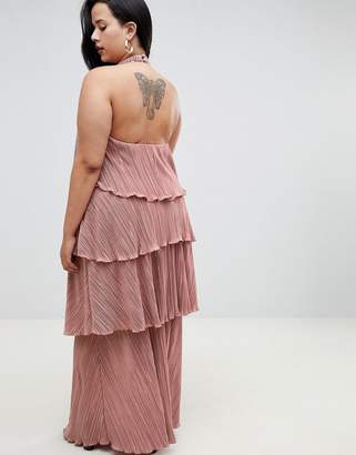 ASOS Curve Design Curve Tiered Plisse Maxi Dress