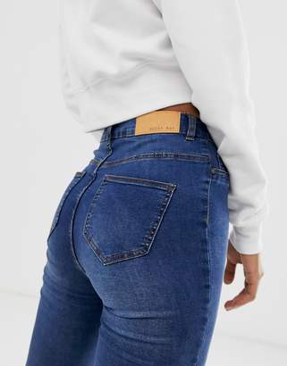 Noisy May Tall high waisted skinny jeans in mid blue wash