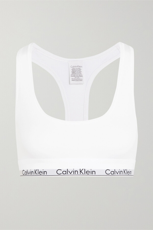 Calvin Klein Underwear Modern Cotton Stretch Cotton-blend Soft-cup Bra -  White - ShopStyle