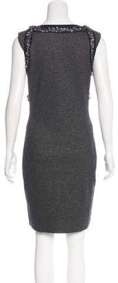 Chanel Lesage Tweed-Trimmed Cashmere Dress