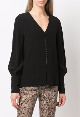 By Malene Birger Button-Down Puff-Sleeve Blouse