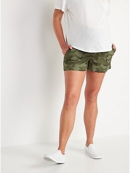Old Navy Maternity Rollover-Waist Camo Linen-Blend Shorts -- 4-inch inseam
