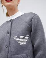 Thumbnail for your product : Emporio Armani Neoprene Bomber Jacket with Embroidered Eagle