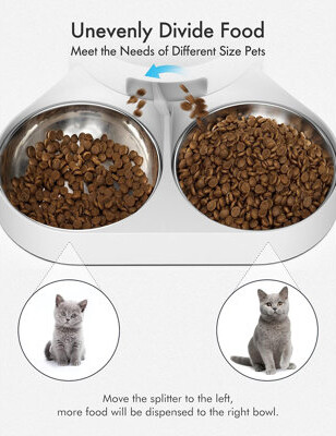 WINUAL Pet Food Splitter With Stainless Steel Bowls, Automatic Cat Feeder Bowls For Two Cats Or Dogs, Suitable For PETLIBRO Automatic Cat Feeder PLAF005, PLA