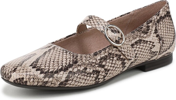 Naturalizer Women's Kelly Mary Jane Flat Beige Snake Print 8.5 W