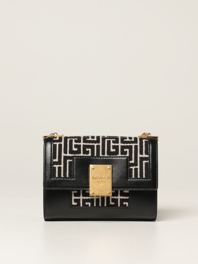 Balmain Mini Bag 1945 Bag In Monogram Fabric And Leather ShopStyle