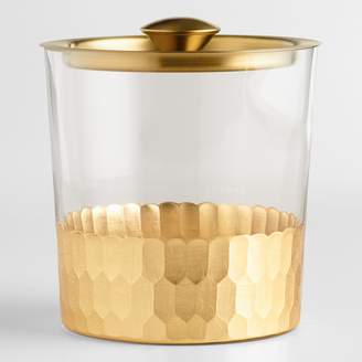 Cost Plus World Market Gold Metal and Glass Ice Bucket with Lid