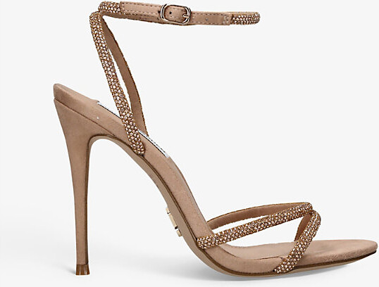 Steve Madden Womens Pale Pink Bryanna Rhinestone-Embellished Suede Sandals Eur 40 / 7 Uk Women