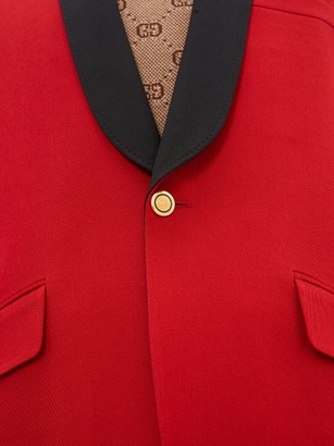 Gucci Single-breasted Band-logo Wool Jacket - Red
