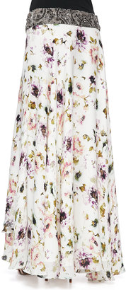 Haute Hippie Floral-Print Maxi Skirt with Beaded Waistband