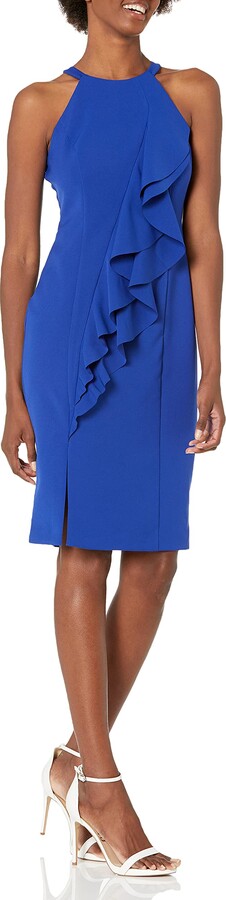 vince camuto belted crepe dress