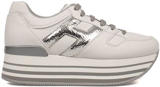 Hogan White/silver Maxi H222 Wedge Sneakers
