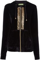 Versace Jeans VERSACE JEANS SEQUIN EMBROIDERED VELOUR HOODIE, FEMME, TAILLE: 42, NOIR