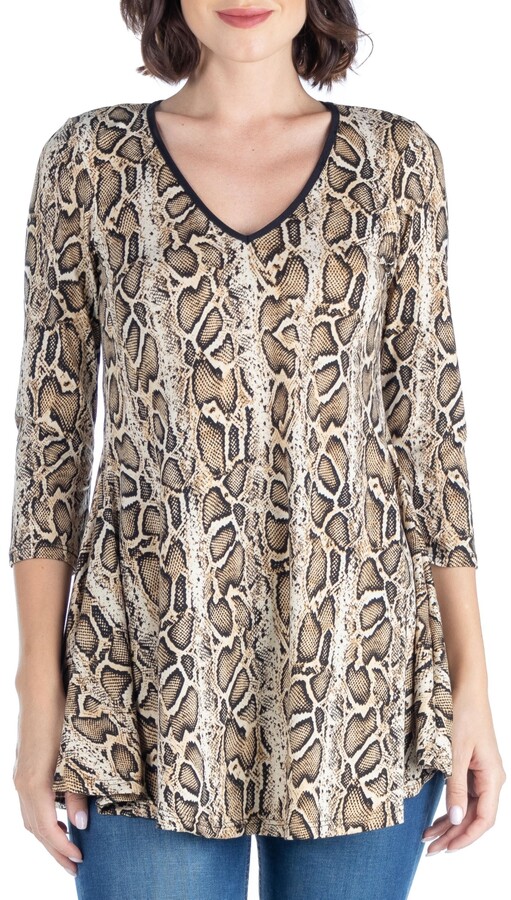 QUNANEN Womens Tops 2020 Off Shoulde Short Sleeves Leopard Snake Floral Printing Slim Tops Blouse Tunic T-Shirt 