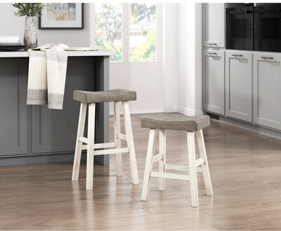 Lark Manor Transitional Bar Stools Solid Rubberwood 2pcs 250lbs 2pcs Wood Transitional Capacity
