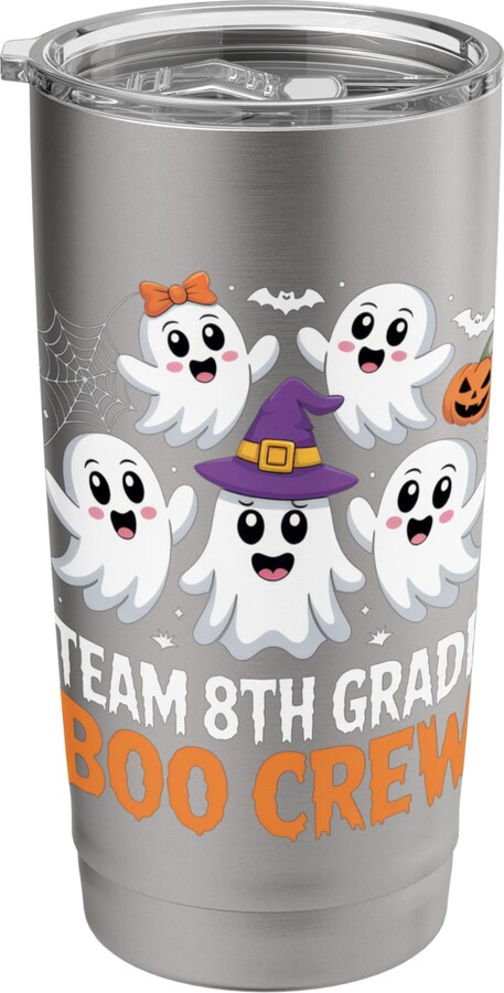 School Spirit Halloween Team 8th Grade Boo Crew Cute Ghosts Halloween School Fun Stainless Steel Insulated Tumbler