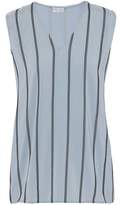 Thumbnail for your product : Brunello Cucinelli Bead-Embellished Striped Wool And Cashmere-Blend Top