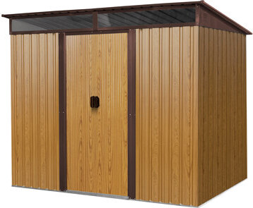 SHANRUGUOJI 8Ft X 6Ft Outdoor Metal Storage With Lockable Sliding Doors And Transparent Plate For Garden Lawn