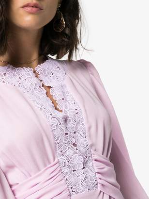 Giambattista Valli macrame lace long sleeve silk dress