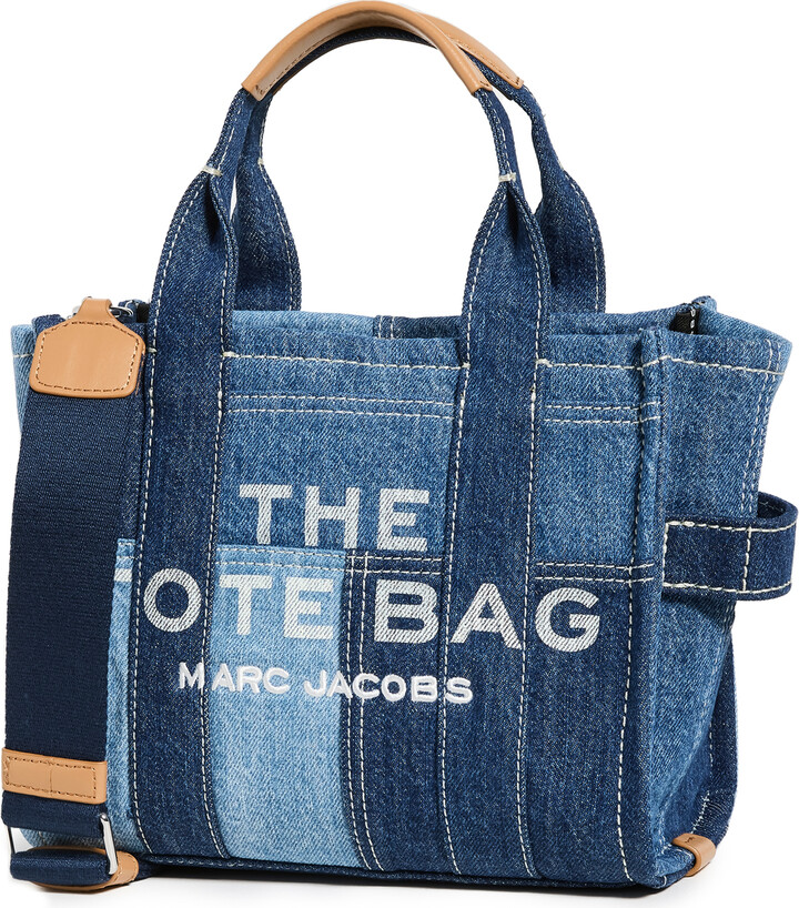 Marc Jacobs The Washed Monogram Denim Medium Tote Bag in Sun Faded Denim