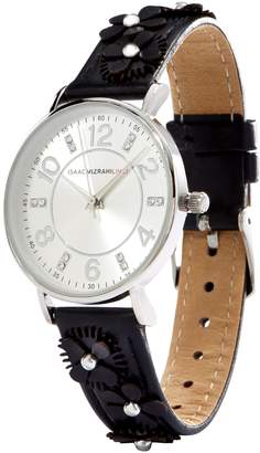 Isaac Mizrahi Live! Floral Applique Leather Strap Watch