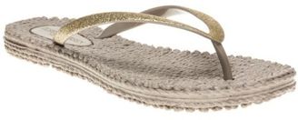 Ilse Jacobsen New Womens Natural Metallic Cheerful 01 Rubber Sandals Flats Slip