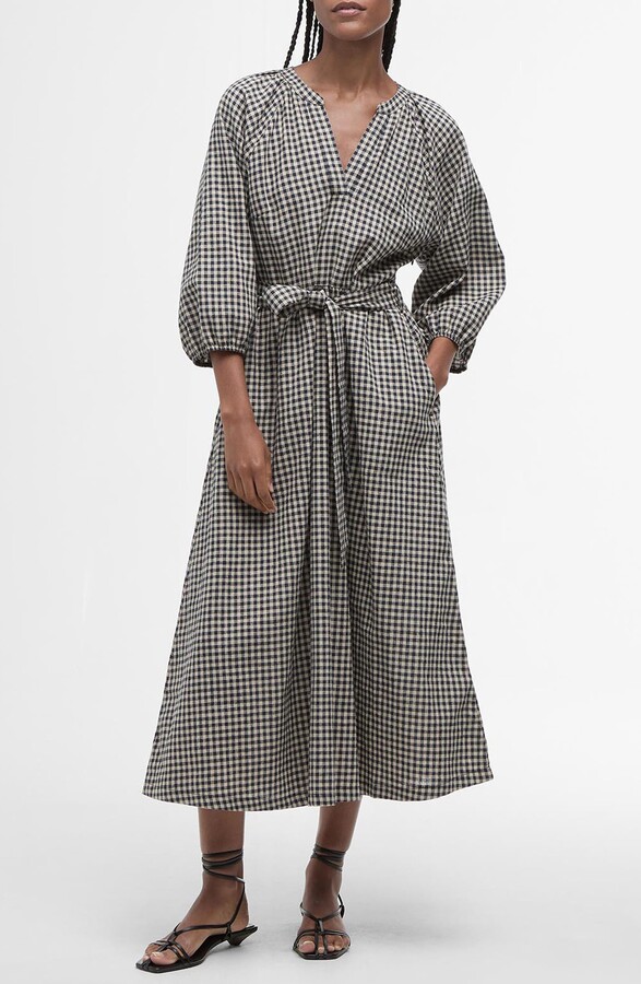 Suri Gingham Cotton & Linen Midi Dress
