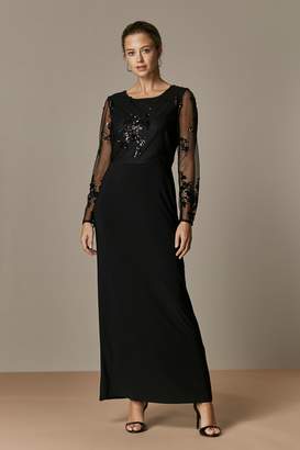 Wallis PETITE Black Embellished Mesh Maxi Dress