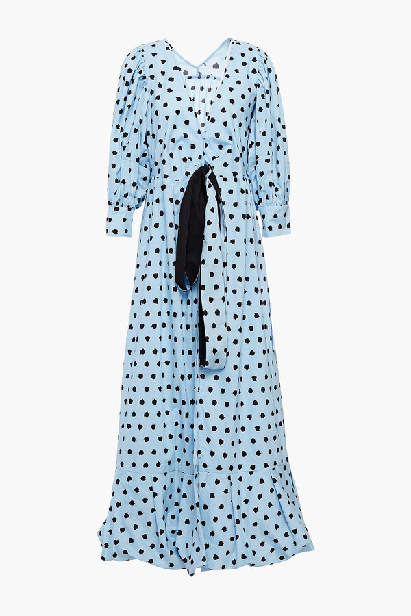 light blue midi wrap dress